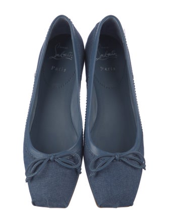 Christian Louboutin Denim Bow Accents Ballet Flats