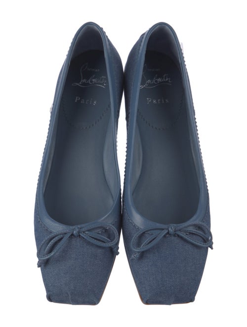 Christian Louboutin Denim Bow Accents Ballet Flats