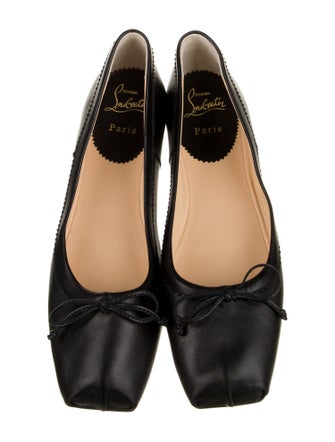 Christian Louboutin Leather Bow Accents Ballet Flats