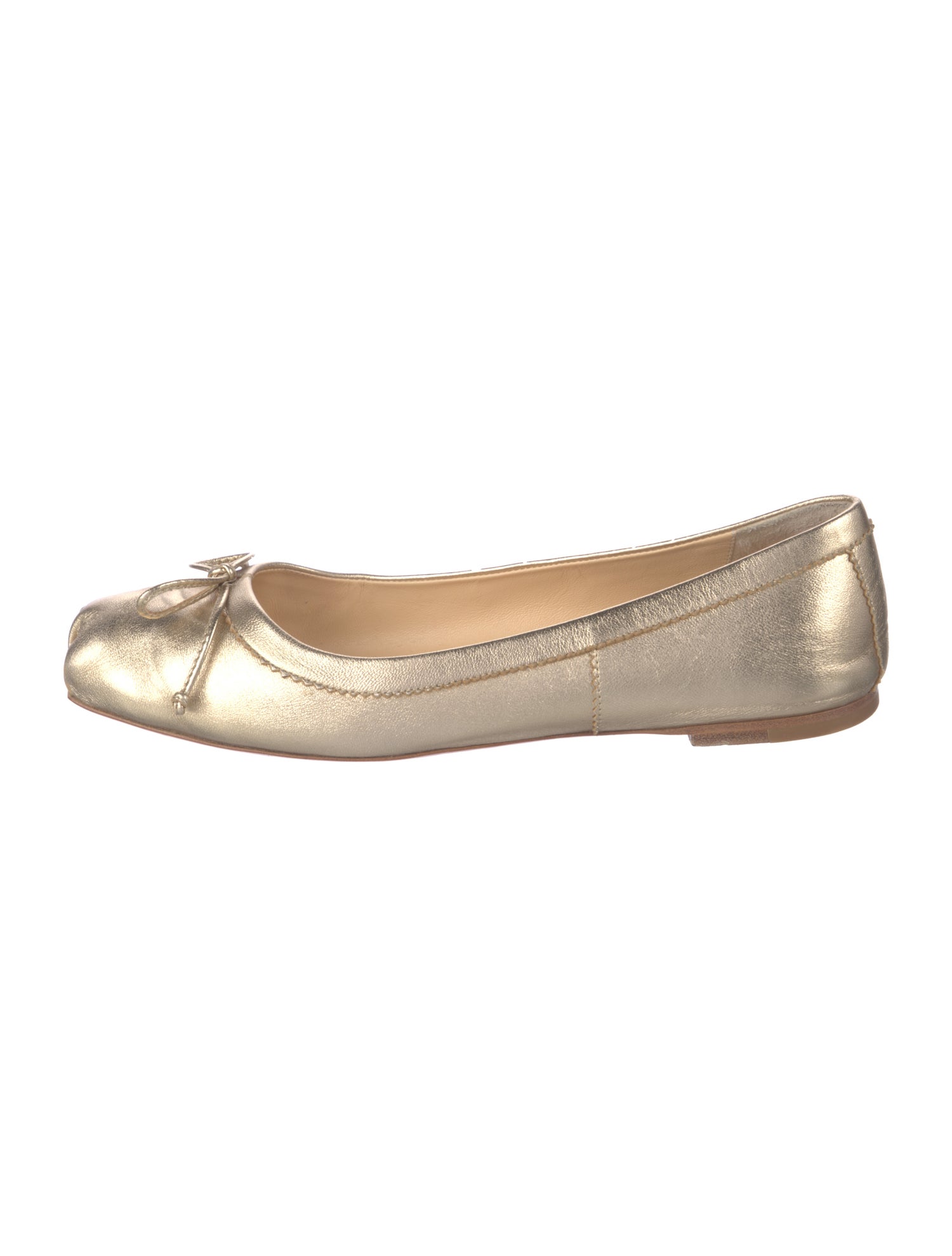 Christian Louboutin Leather Bow Accents Ballet Flats