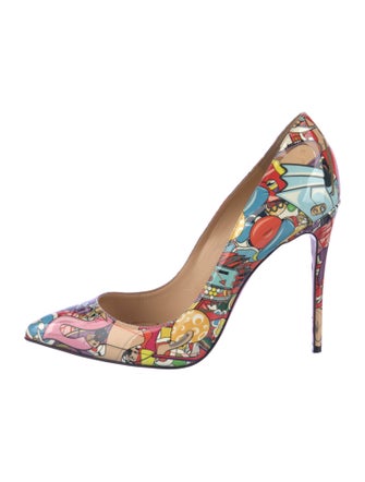 Christian Louboutin Patent Leather Printed Slingback Pumps