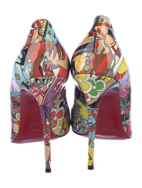 Christian Louboutin Patent Leather Printed Slingback Pumps