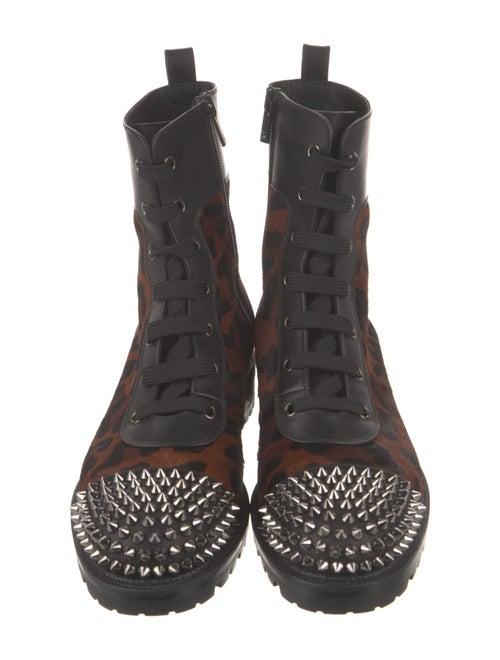 Christian Louboutin Spike Accents Ponyhair Combat Boots