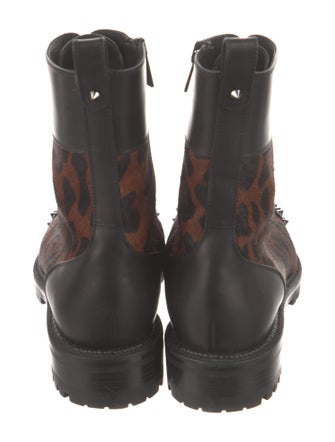 Christian Louboutin Spike Accents Ponyhair Combat Boots