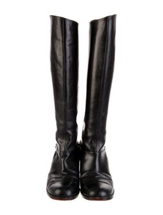 Christian Louboutin Chain-Link Accent Leather Riding Boots