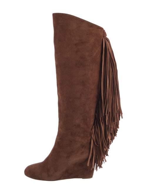 Christian Louboutin Suede Fringe Trim Accent Boots