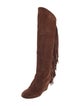 Christian Louboutin Suede Fringe Trim Accent Boots
