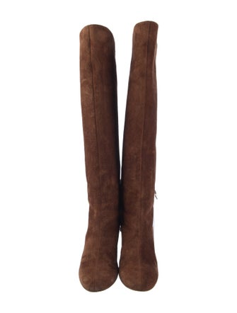 Christian Louboutin Suede Fringe Trim Accent Boots