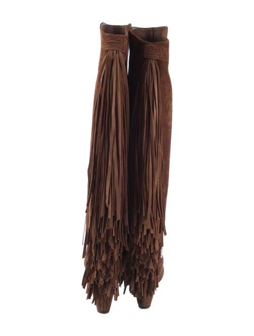 Christian Louboutin Suede Fringe Trim Accent Boots