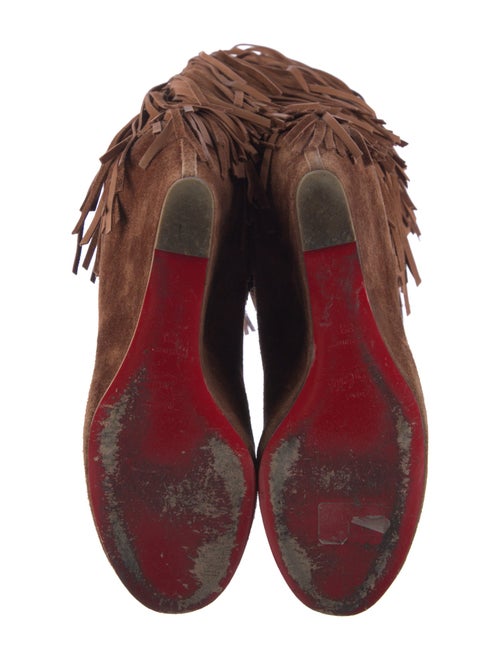 Christian Louboutin Suede Fringe Trim Accent Boots