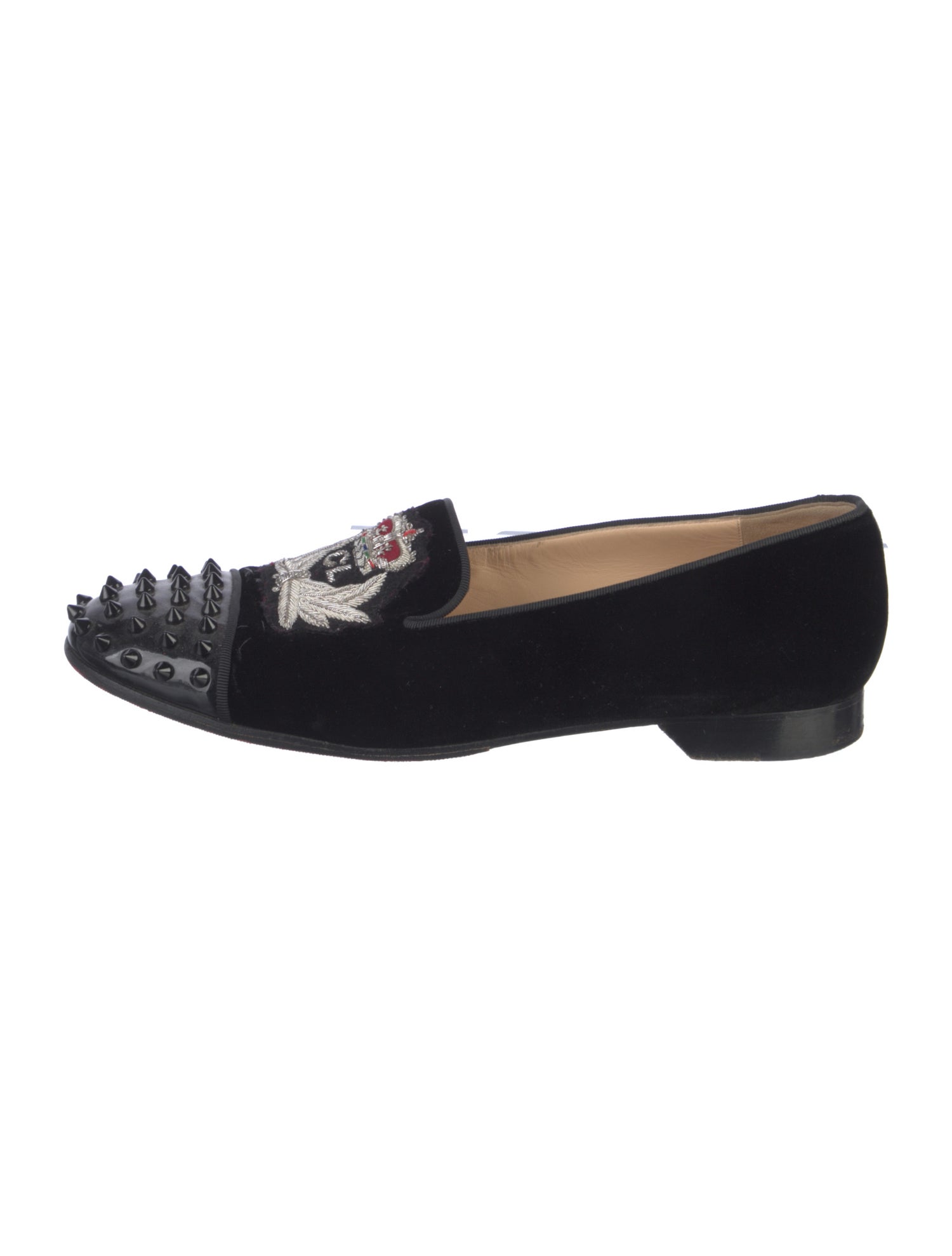Christian Louboutin Velvet Studded Accents Loafers