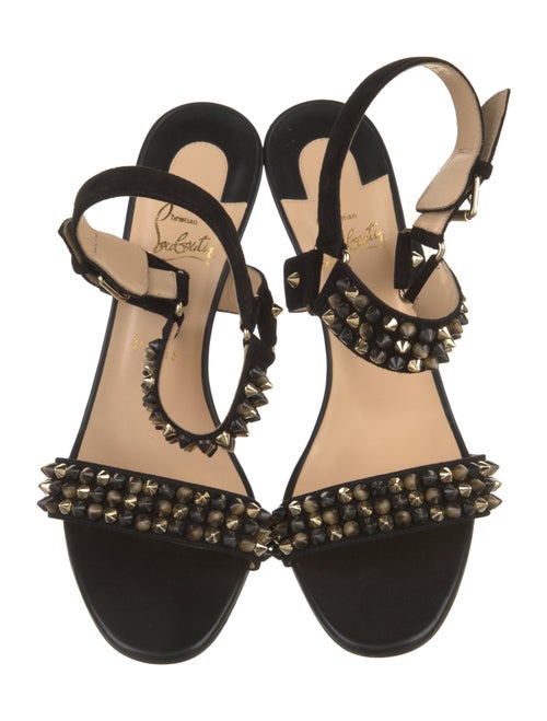 Christian Louboutin Spike Accents Suede Slingback Pumps