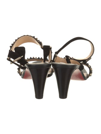 Christian Louboutin Spike Accents Suede Slingback Pumps