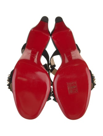 Christian Louboutin Spike Accents Suede Slingback Pumps