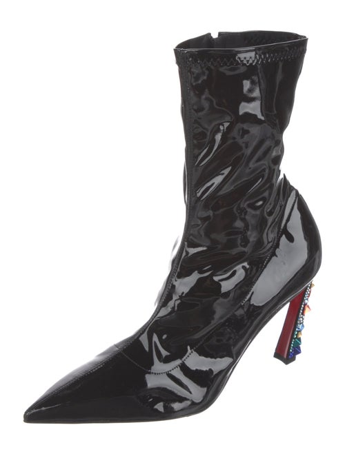 Christian Louboutin Patent Leather Crystal Embellishments Sock Boots