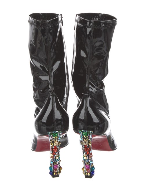 Christian Louboutin Patent Leather Crystal Embellishments Sock Boots