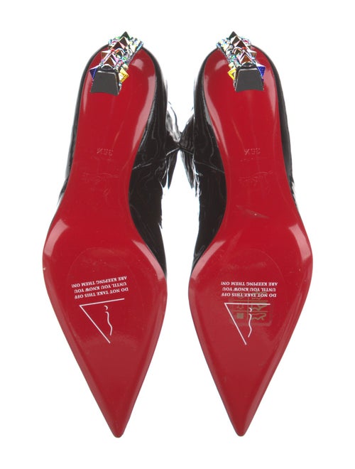 Christian Louboutin Patent Leather Crystal Embellishments Sock Boots