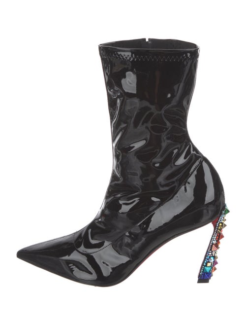 Christian Louboutin Patent Leather Crystal Embellishments Sock Boots
