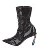 Christian Louboutin Patent Leather Crystal Embellishments Sock Boots
