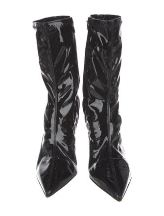 Christian Louboutin Patent Leather Crystal Embellishments Sock Boots