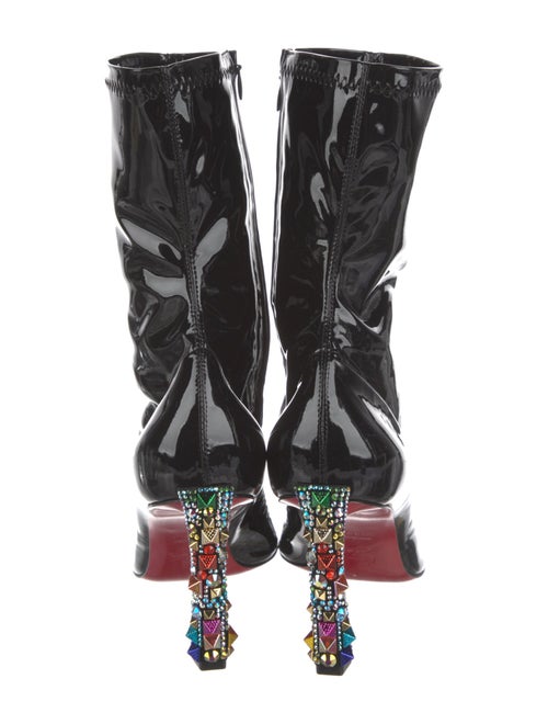 Christian Louboutin Patent Leather Crystal Embellishments Sock Boots