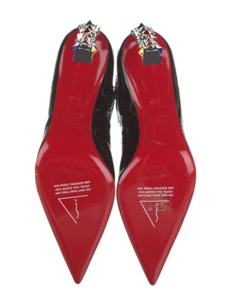 Christian Louboutin Patent Leather Crystal Embellishments Sock Boots
