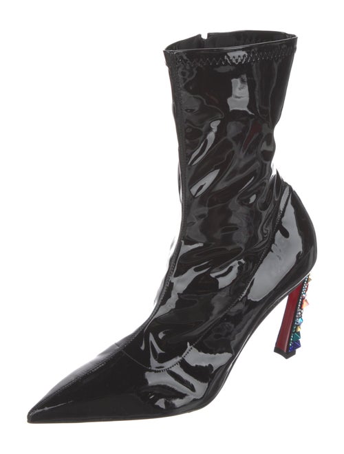 Christian Louboutin Patent Leather Crystal Embellishments Sock Boots