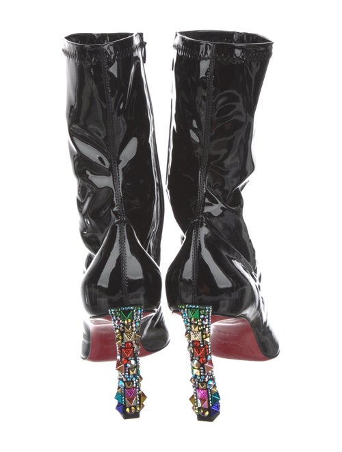 Christian Louboutin Patent Leather Crystal Embellishments Sock Boots