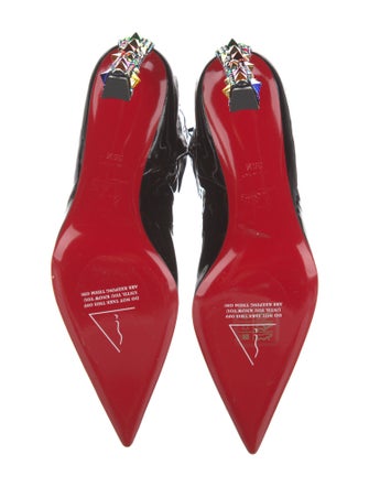 Christian Louboutin Patent Leather Crystal Embellishments Sock Boots