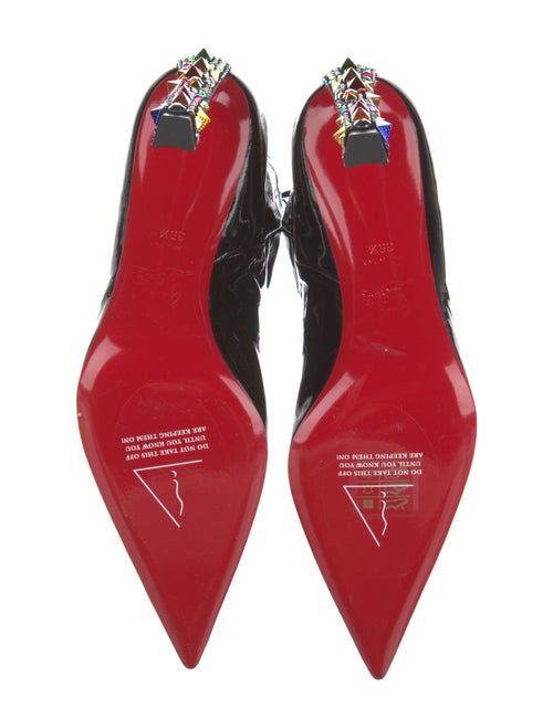 Christian Louboutin Patent Leather Crystal Embellishments Sock Boots