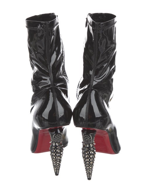 Christian Louboutin Patent Leather Crystal Embellishments Sock Boots