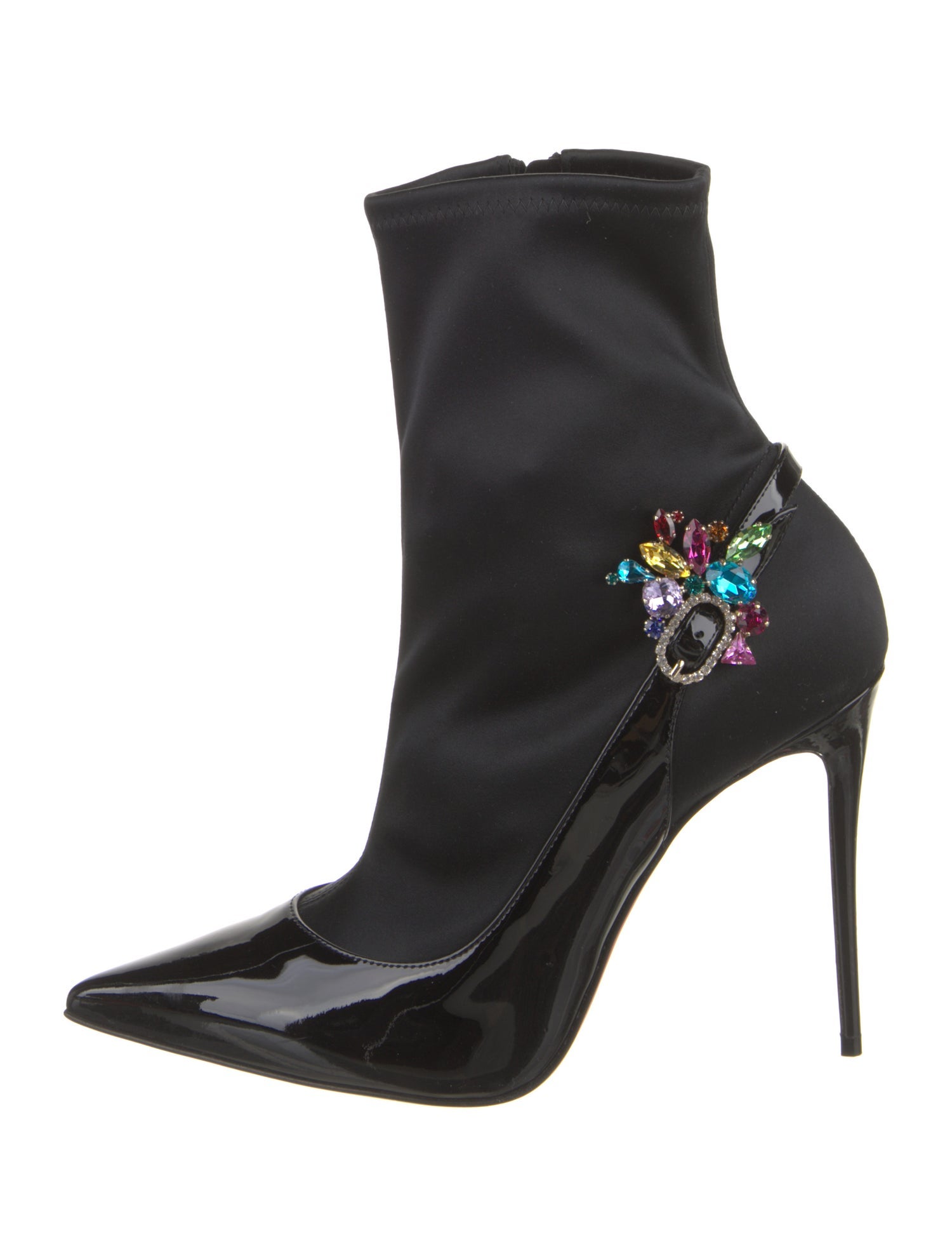 Christian Louboutin Satin Crystal Embellishments Sock Boots