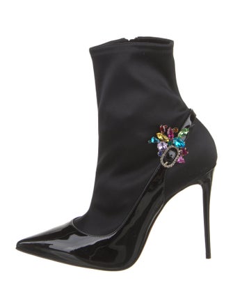 Christian Louboutin Satin Crystal Embellishments Sock Boots