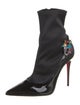 Christian Louboutin Satin Crystal Embellishments Sock Boots