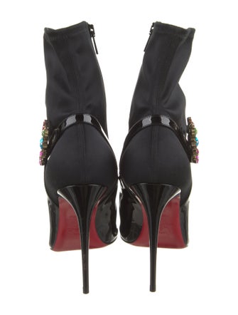 Christian Louboutin Satin Crystal Embellishments Sock Boots
