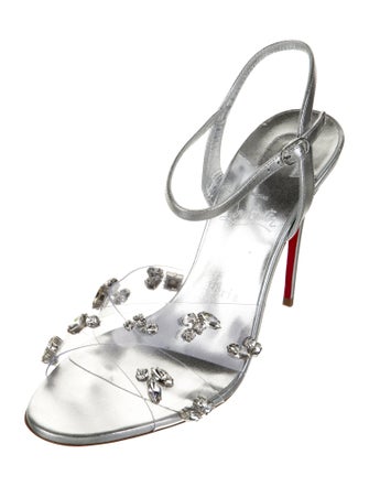 Christian Louboutin Leather Animal Print Slingback Sandals