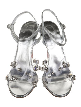 Christian Louboutin Leather Animal Print Slingback Sandals