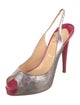 Christian Louboutin Glitter Colorblock Pattern Slingback Pumps