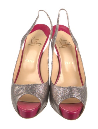 Christian Louboutin Glitter Colorblock Pattern Slingback Pumps