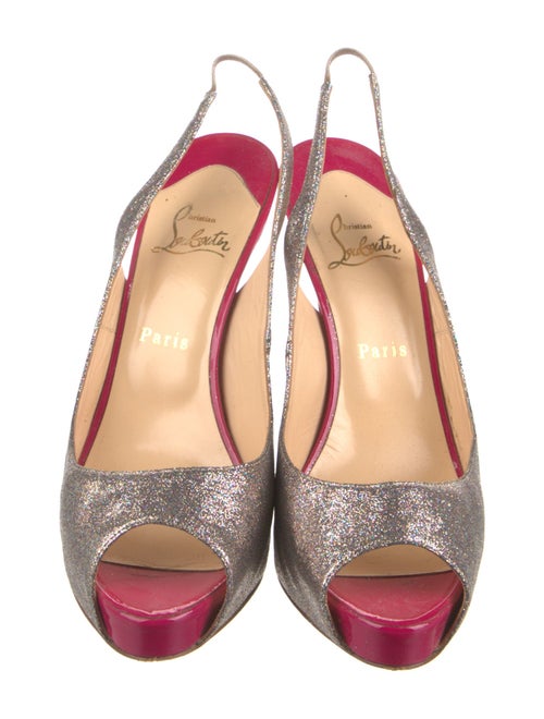 Christian Louboutin Glitter Colorblock Pattern Slingback Pumps