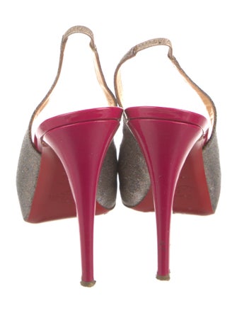 Christian Louboutin Glitter Colorblock Pattern Slingback Pumps