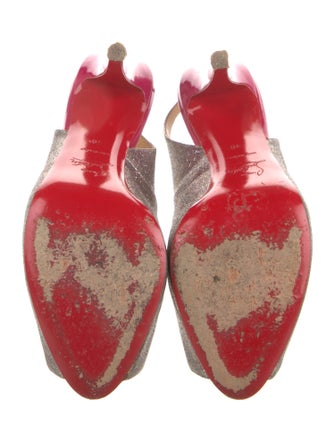 Christian Louboutin Glitter Colorblock Pattern Slingback Pumps