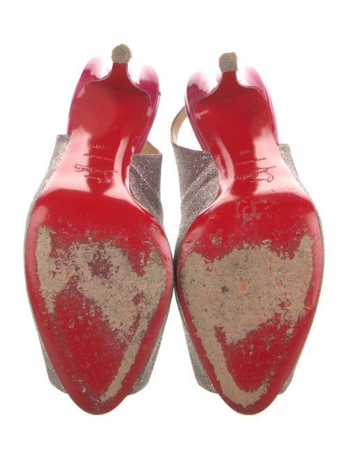 Christian Louboutin Glitter Colorblock Pattern Slingback Pumps