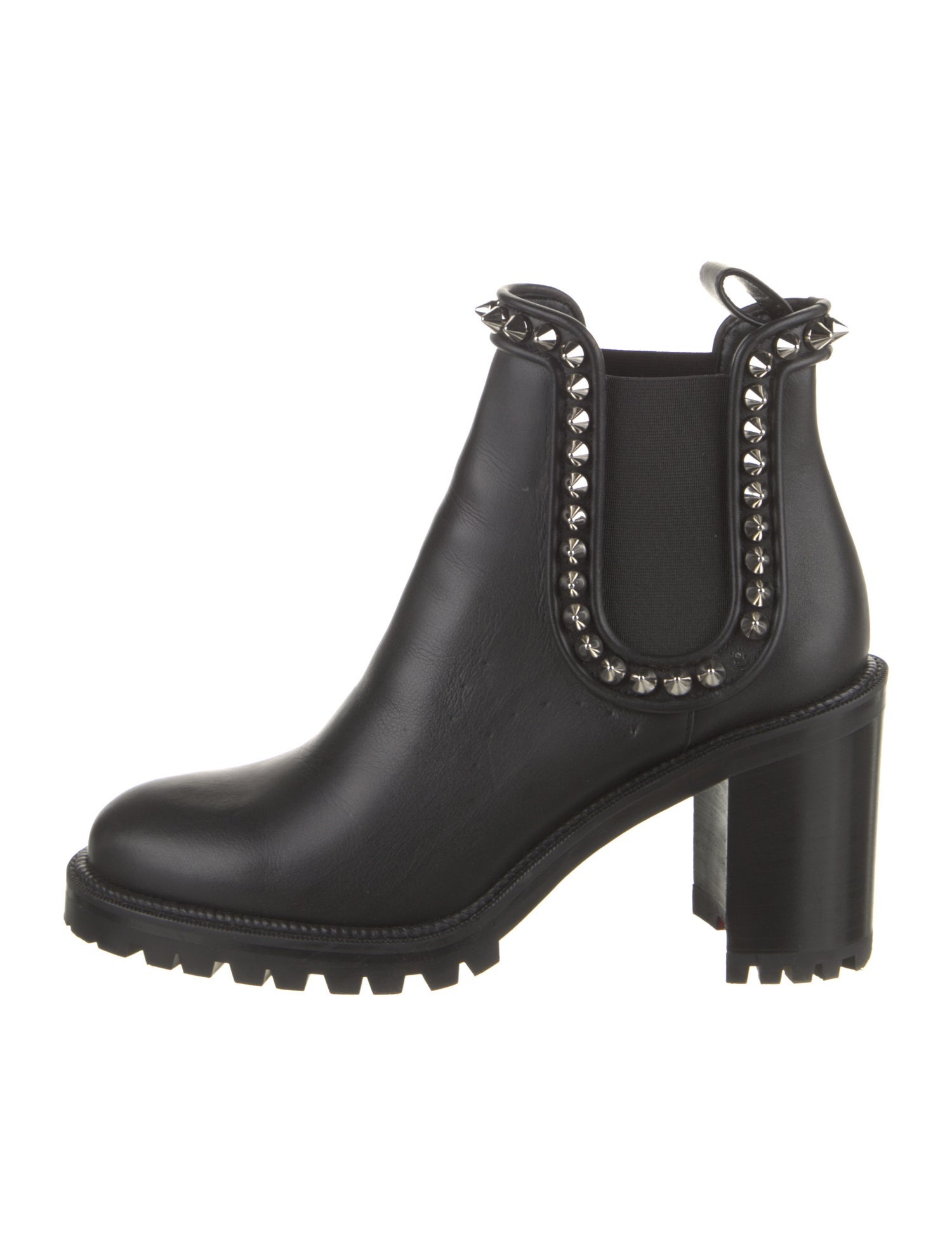 Christian Louboutin Leather Studded Accents Chelsea Boots
