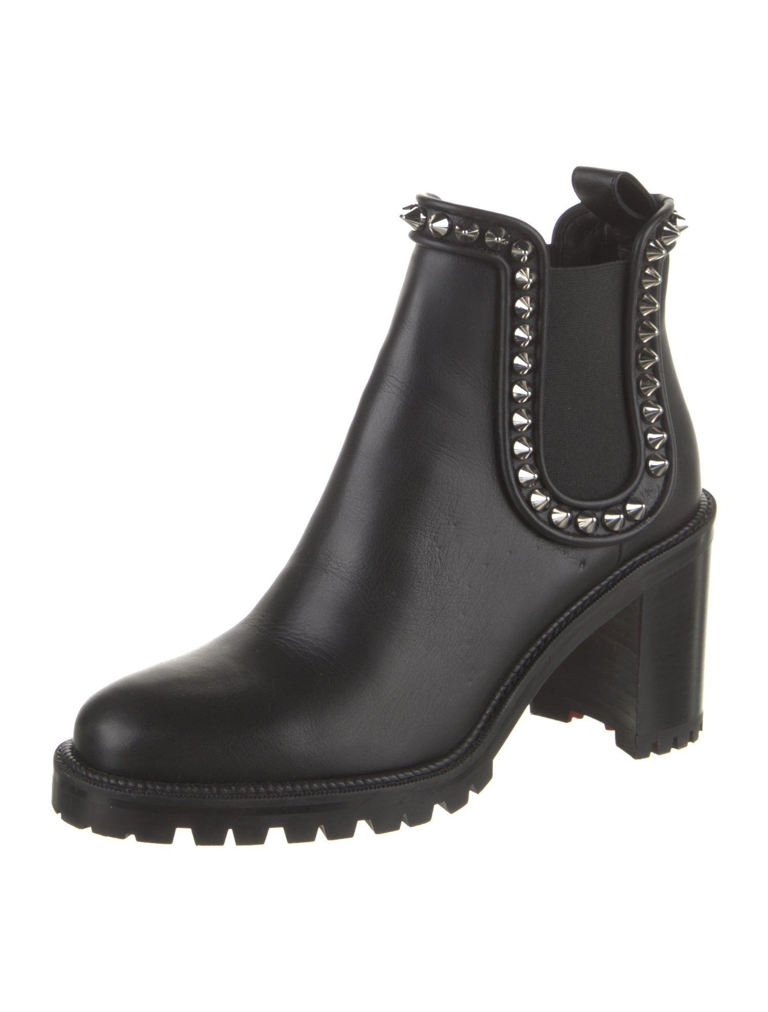 Christian Louboutin Leather Studded Accents Chelsea Boots