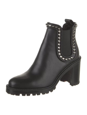Christian Louboutin Leather Studded Accents Chelsea Boots