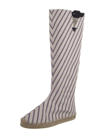 Christian Louboutin Canvas Striped Rain Boots