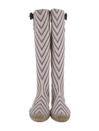 Christian Louboutin Canvas Striped Rain Boots
