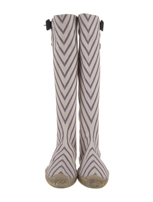 Christian Louboutin Canvas Striped Rain Boots