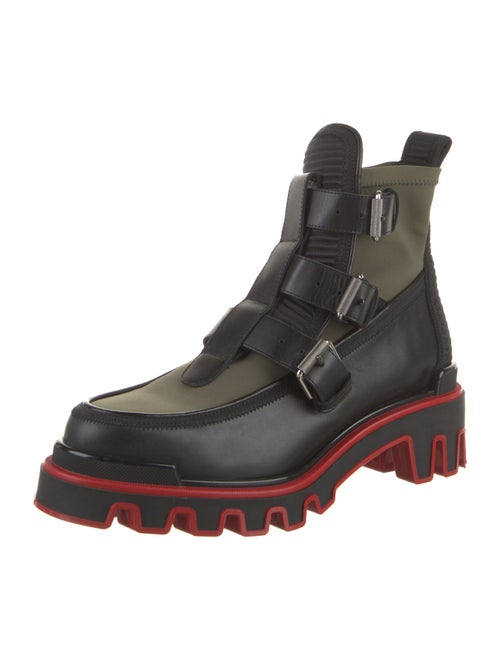 Christian Louboutin Neoprene Leather Trim Embellishment Hiking Boots
